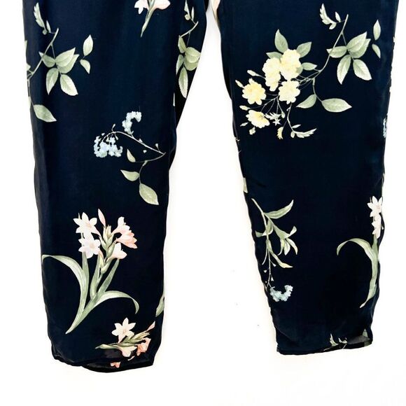 Joie Black Botanical Floral Black 100% Silk Pants - Picture 8 of 8